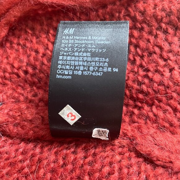 One Size H&M gray burnt orange alpaca-blend hooded poncho - Picture 7 of 10